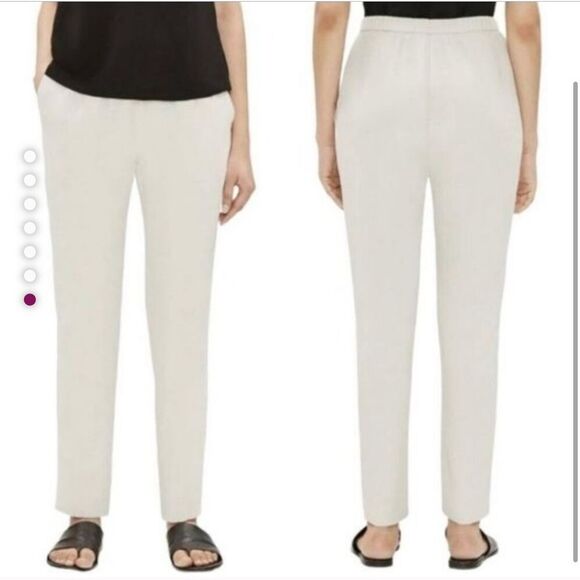 Eileen Fisher Silk Georgette Crepe Pant Lined Ivory Bone - Picture 10 of 10